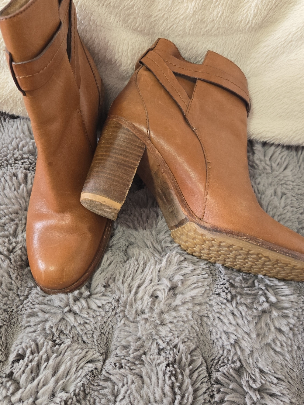 Coach Tan Leather Ankle Booties with Buckle Detail - Picture 3 of 3
